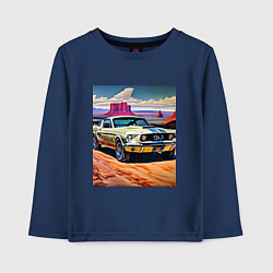 Лонгслив хлопковый детский Авто Мустанг, цвет: тёмно-синий