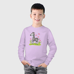 Лонгслив хлопковый детский Зебра на лугу, цвет: лаванда — фото 2