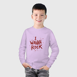 Лонгслив хлопковый детский I Wanna Rock - Я хочу зажигать, цвет: лаванда — фото 2