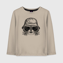 Лонгслив хлопковый детский Енот на стиле, цвет: миндальный