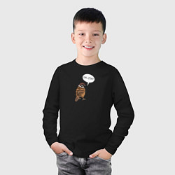 Лонгслив хлопковый детский Воробей со смешной надписью - Гоп-стоп, цвет: черный — фото 2