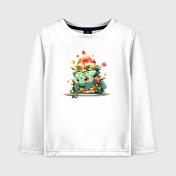 Лонгслив хлопковый детский Малыш Бульбазавр, цвет: белый