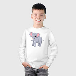 Лонгслив хлопковый детский Сute elephant, цвет: белый — фото 2