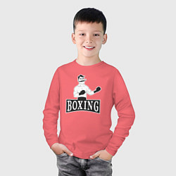 Лонгслив хлопковый детский Boxing man, цвет: коралловый — фото 2