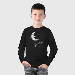 Лонгслив хлопковый детский Лунные качели, цвет: черный — фото 2