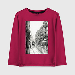 Лонгслив хлопковый детский Черно-белый париж, цвет: маджента