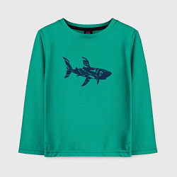 Лонгслив хлопковый детский Трайбл акула призрак, цвет: зеленый
