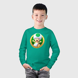 Лонгслив хлопковый детский Тоад значок, цвет: зеленый — фото 2