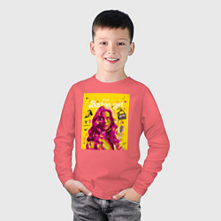 Лонгслив хлопковый детский Barbie girl, цвет: коралловый — фото 2