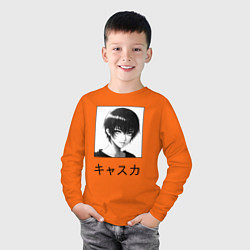 Лонгслив хлопковый детский Берсерк: Каска, цвет: оранжевый — фото 2