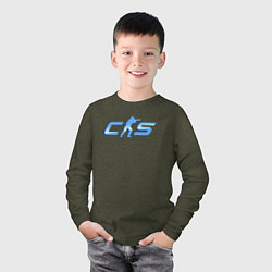Лонгслив хлопковый детский CS2 blue logo, цвет: меланж-хаки — фото 2