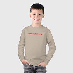 Лонгслив хлопковый детский Normal is boring art, цвет: миндальный — фото 2