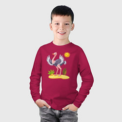 Лонгслив хлопковый детский Солнечный страус, цвет: маджента — фото 2