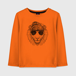 Лонгслив хлопковый детский Лев модный, цвет: оранжевый