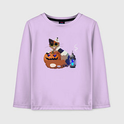 Детский лонгслив Кошка с Тыквой