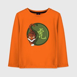 Лонгслив хлопковый детский Год тигра на китайском, цвет: оранжевый