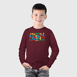 Лонгслив хлопковый детский Джазовый городок, цвет: меланж-бордовый — фото 2