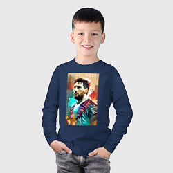 Лонгслив хлопковый детский Lionel Messi - football - striker, цвет: тёмно-синий — фото 2