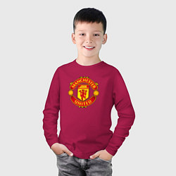 Лонгслив хлопковый детский Манчестер Юнайтед фк спорт, цвет: маджента — фото 2