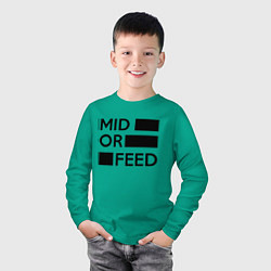 Лонгслив хлопковый детский Mid or feed, цвет: зеленый — фото 2