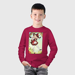 Лонгслив хлопковый детский Кли в новом скине, цвет: маджента — фото 2
