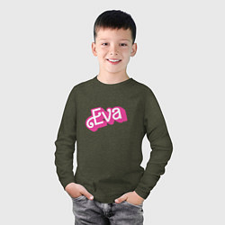 Лонгслив хлопковый детский Eva -retro barbie style, цвет: меланж-хаки — фото 2