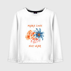 Лонгслив хлопковый детский Make love not war2, цвет: белый