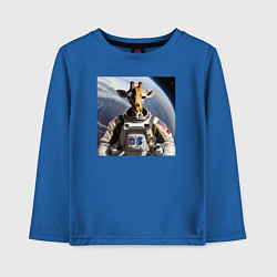Лонгслив хлопковый детский Жираф астронавт, цвет: синий