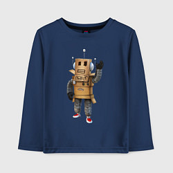 Лонгслив хлопковый детский Roblox робот машет, цвет: тёмно-синий