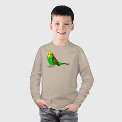Лонгслив хлопковый детский Красивый попугайчик, цвет: миндальный — фото 2