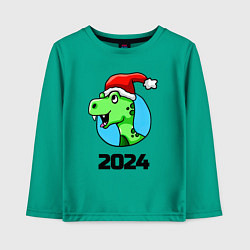 Лонгслив хлопковый детский Год дракона 2024, цвет: зеленый