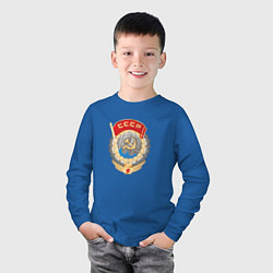 Лонгслив хлопковый детский Ссср лого символика советов, цвет: синий — фото 2