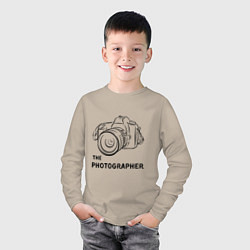 Лонгслив хлопковый детский Я фотограф с камерой, цвет: миндальный — фото 2