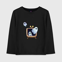 Лонгслив хлопковый детский Привидения в телевизоре - символ празднования Хелл, цвет: черный