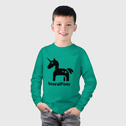Лонгслив хлопковый детский Neural Pony, цвет: зеленый — фото 2