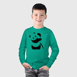 Лонгслив хлопковый детский Панда с бревном, цвет: зеленый — фото 2