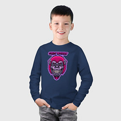 Лонгслив хлопковый детский Purple crazy monkey, цвет: тёмно-синий — фото 2