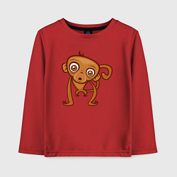 Лонгслив хлопковый детский Удивлённая обезьянка, цвет: красный