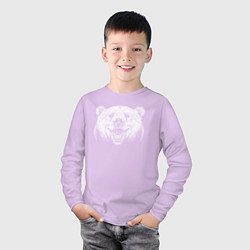 Лонгслив хлопковый детский Морда улыбающегося медведя, цвет: лаванда — фото 2