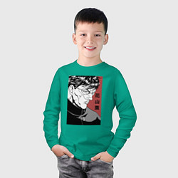 Лонгслив хлопковый детский Ханаяма, цвет: зеленый — фото 2