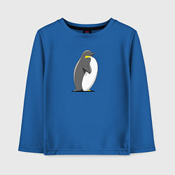 Лонгслив хлопковый детский Мультяшный пингвин сбоку, цвет: синий