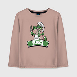 Лонгслив хлопковый детский Барбекю от крокодила, цвет: пыльно-розовый