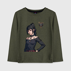 Лонгслив хлопковый детский Shadowheart - балдурс гейт 3, цвет: меланж-хаки