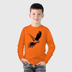 Лонгслив хлопковый детский Попугай летит трафарет, цвет: оранжевый — фото 2