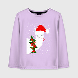Лонгслив хлопковый детский Лама - альпака Санта Клаус, цвет: лаванда