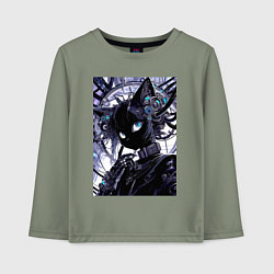 Лонгслив хлопковый детский Кибер кисуля - нейросеть, цвет: авокадо