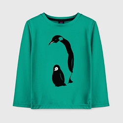 Лонгслив хлопковый детский Пингвин с пингвинёнком, цвет: зеленый