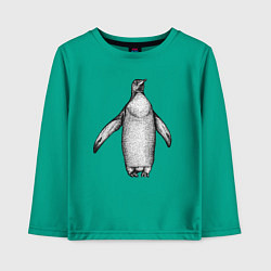 Лонгслив хлопковый детский Пингвин штрихами, цвет: зеленый