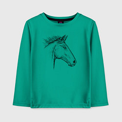 Лонгслив хлопковый детский Голова лошади в профиль, цвет: зеленый