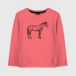 Лонгслив хлопковый детский Лошадь стоит в профиль, цвет: коралловый